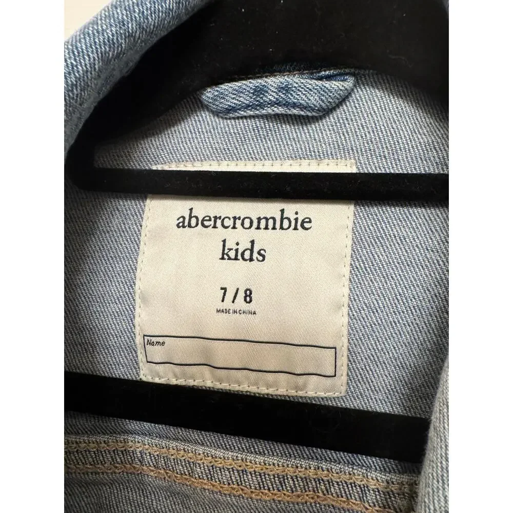 Abercrombie Kids Denim Jacket with Flower Decals Size 7/8